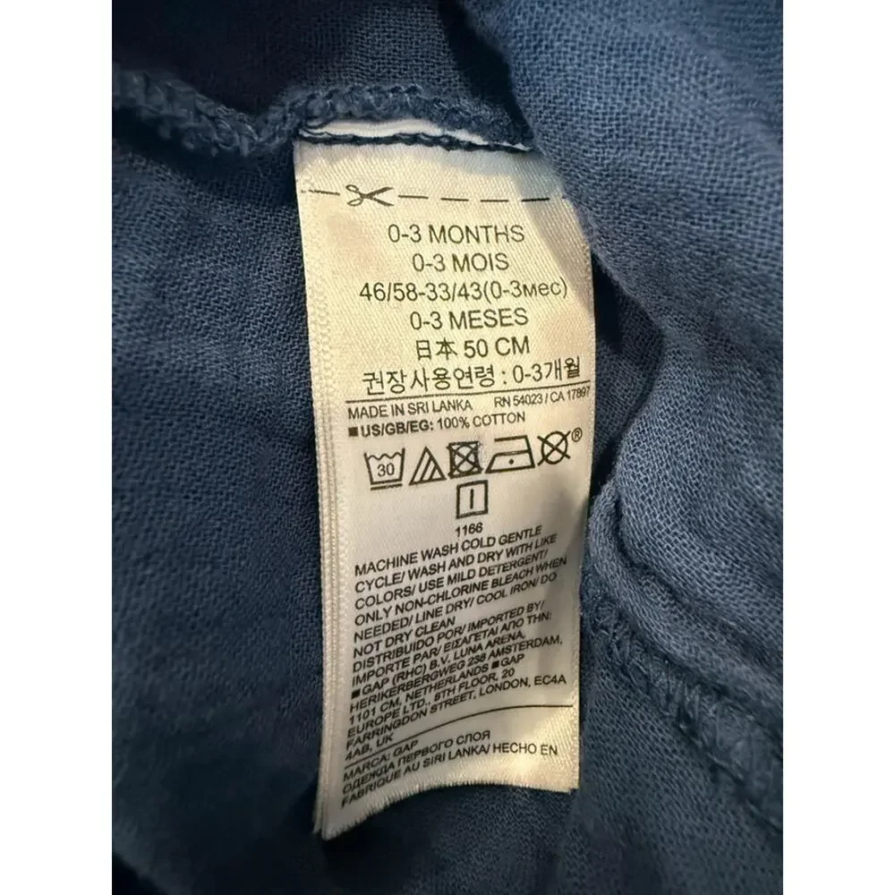 Baby Gap Navy Blue Cotton Gauze Romper 0–3 Months